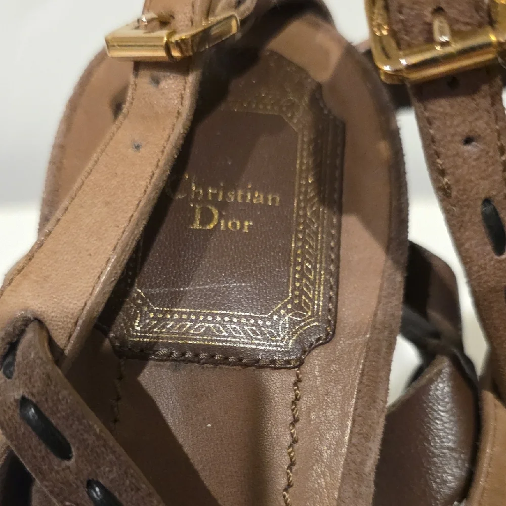Dior Brown Strappy Platform Sandals